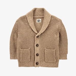 Baby B’gosh Chunky Knit Button Front Cardigan 12M Tan 100% Cotton